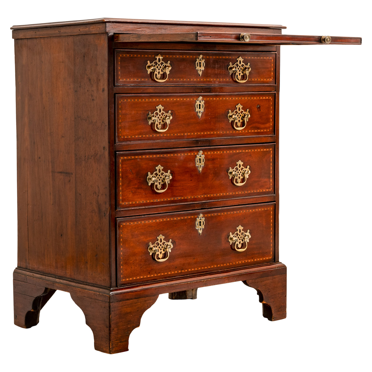 Antique Georgian Inlaid Mahogany Gentleman's Chest of Drawers Dresser, Circa 1750