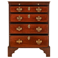 Antique Georgian Inlaid Mahogany Gentleman's Chest of Drawers Dresser, Circa 1750