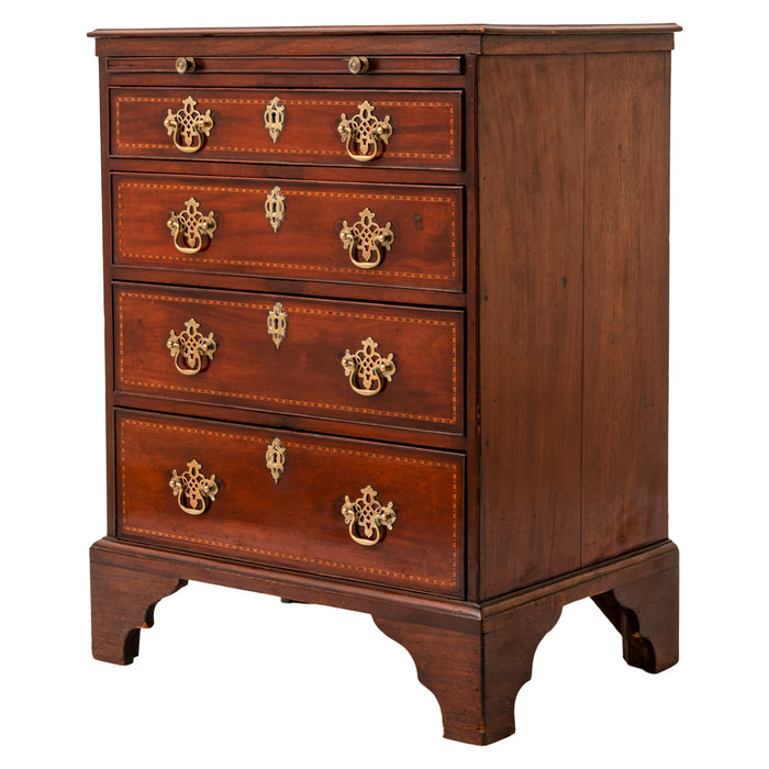 Antique Georgian Inlaid Mahogany Gentleman's Chest of Drawers Dresser, Circa 1750
