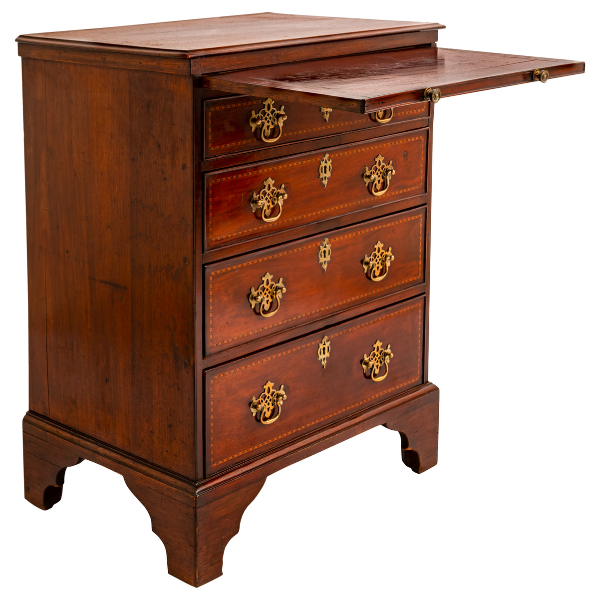 Antique Georgian Inlaid Mahogany Gentleman's Chest of Drawers Dresser, Circa 1750