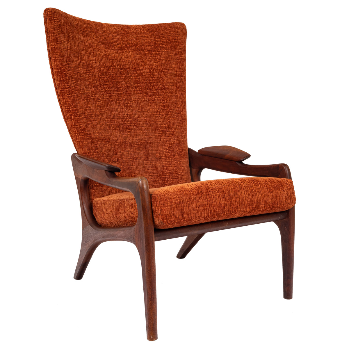 Adrian Pearsall Mid Century Modern Walnut Lounge Armchair Craft Associates, 1960