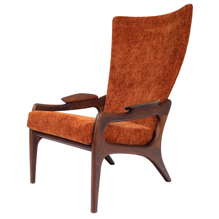 Adrian Pearsall Mid Century Modern Walnut Lounge Armchair Craft Associates, 1960