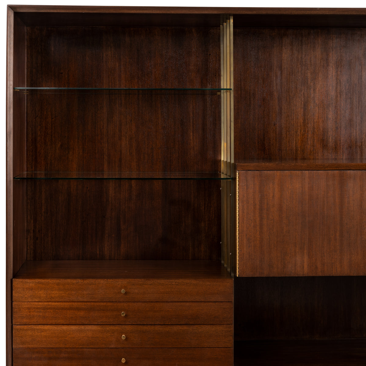MCM Paul McCobb Irwin Collection Calvin Credenza Sideboard Leather Brass Walnut