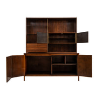MCM Paul McCobb Irwin Collection Calvin Credenza Sideboard Leather Brass Walnut