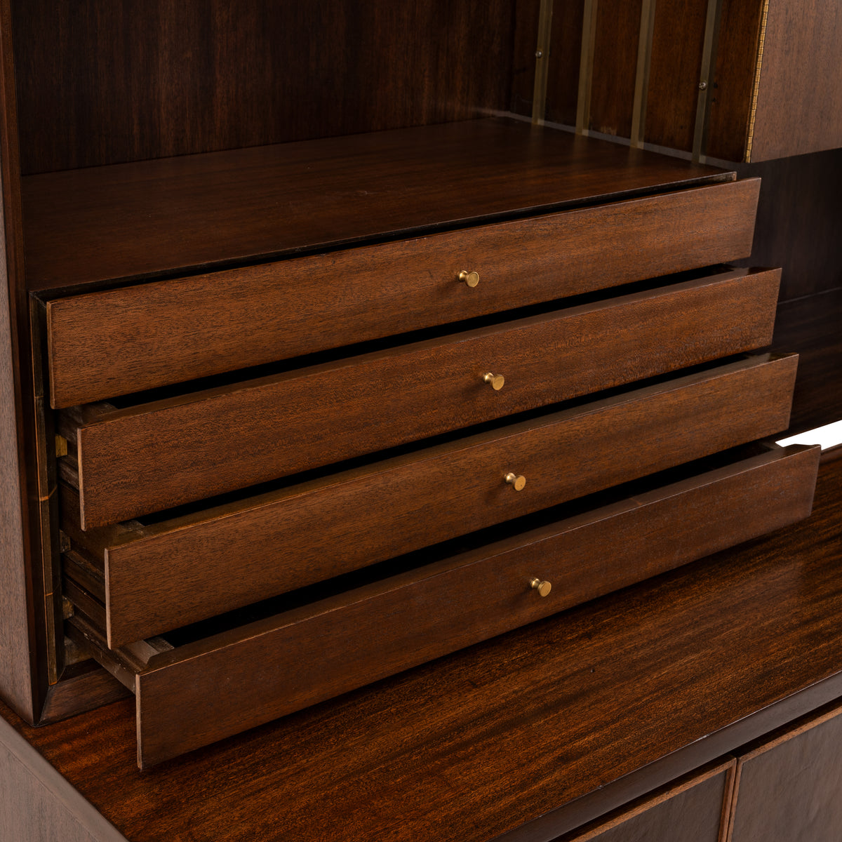 MCM Paul McCobb Irwin Collection Calvin Credenza Sideboard Leather Brass Walnut