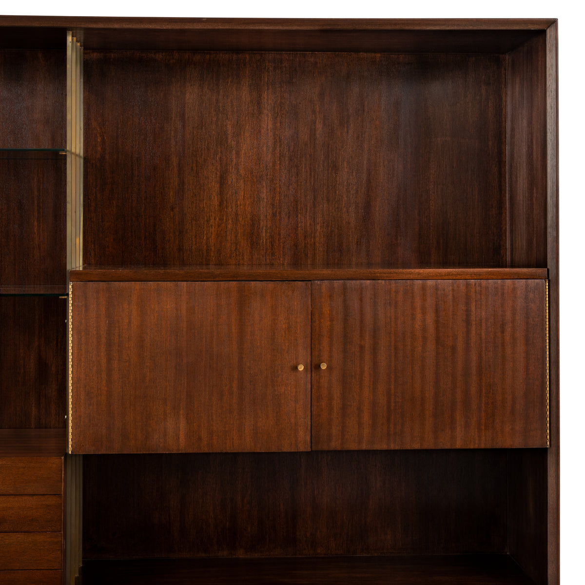 MCM Paul McCobb Irwin Collection Calvin Credenza Sideboard Leather Brass Walnut