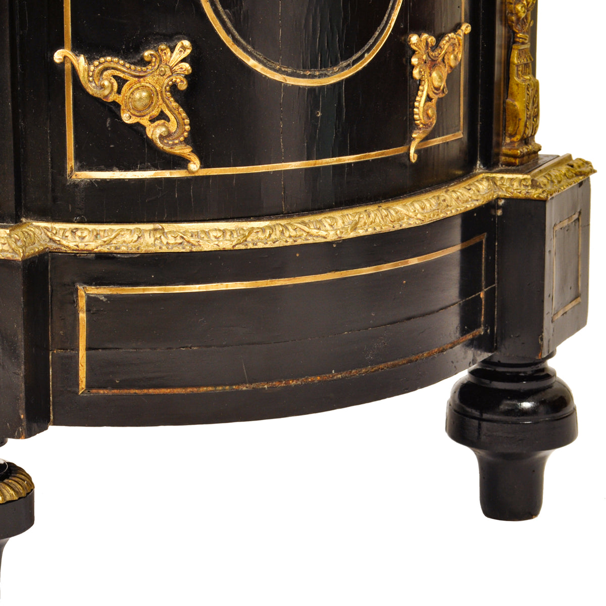 Antique French Napoleon III Gilt Bronze Medallion & Marble Ebonized Cabinet, 1860