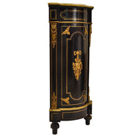 Antique French Napoleon III Gilt Bronze Medallion & Marble Ebonized Cabinet, 1860