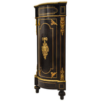 Antique French Napoleon III Gilt Bronze Medallion & Marble Ebonized Cabinet, 1860