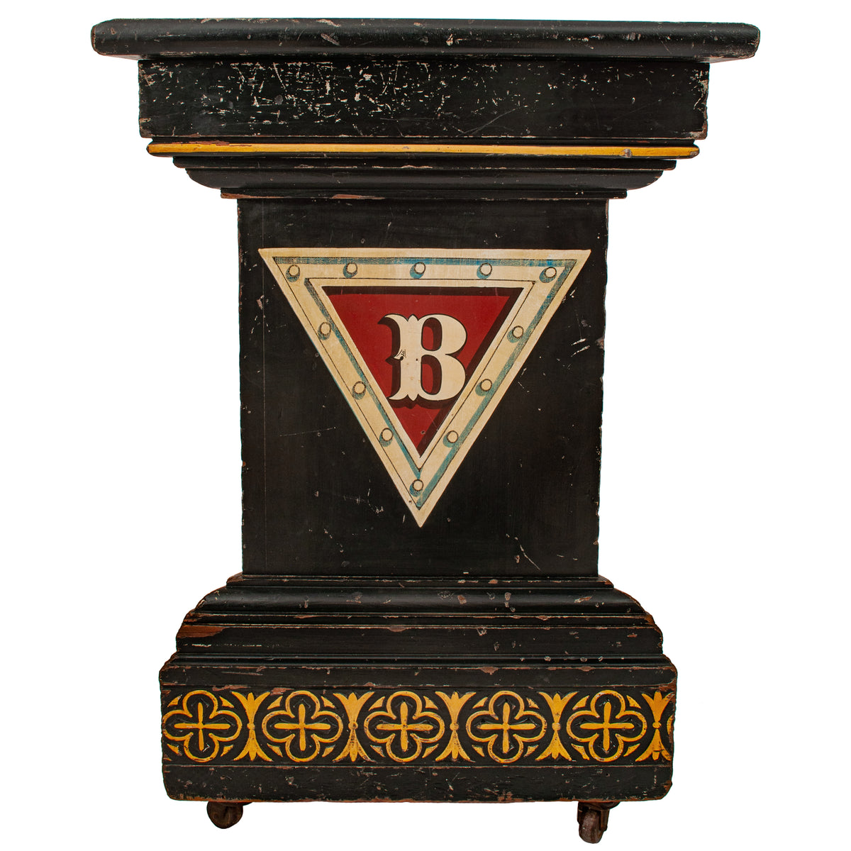 Antique American Aesthetic Movement Painted Knights of Pythias Masonic Pedestal
