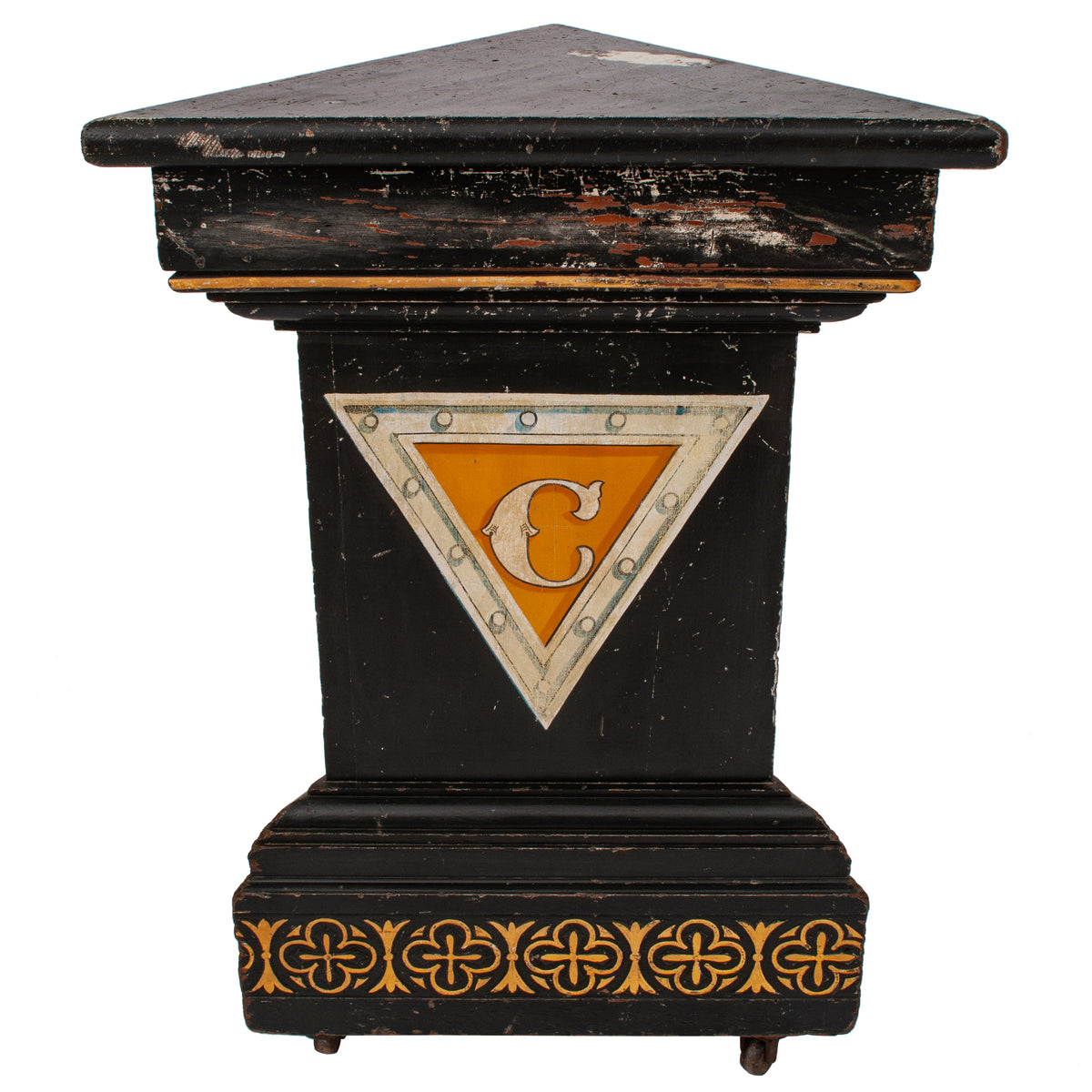 Antique American Aesthetic Movement Painted Knights of Pythias Masonic Pedestal