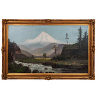 Antique Oil Painting William Weaver Armstrong Mount Hood Oregon Landscape, Circa 1885