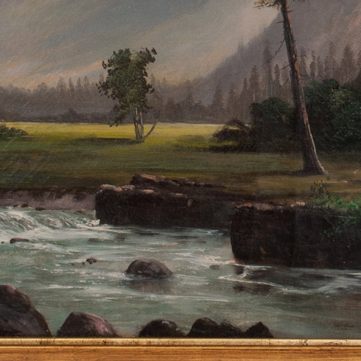 Antique Oil Painting William Weaver Armstrong Mount Hood Oregon Landscape, Circa 1885