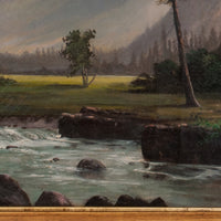 Antique Oil Painting William Weaver Armstrong Mount Hood Oregon Landscape, Circa 1885