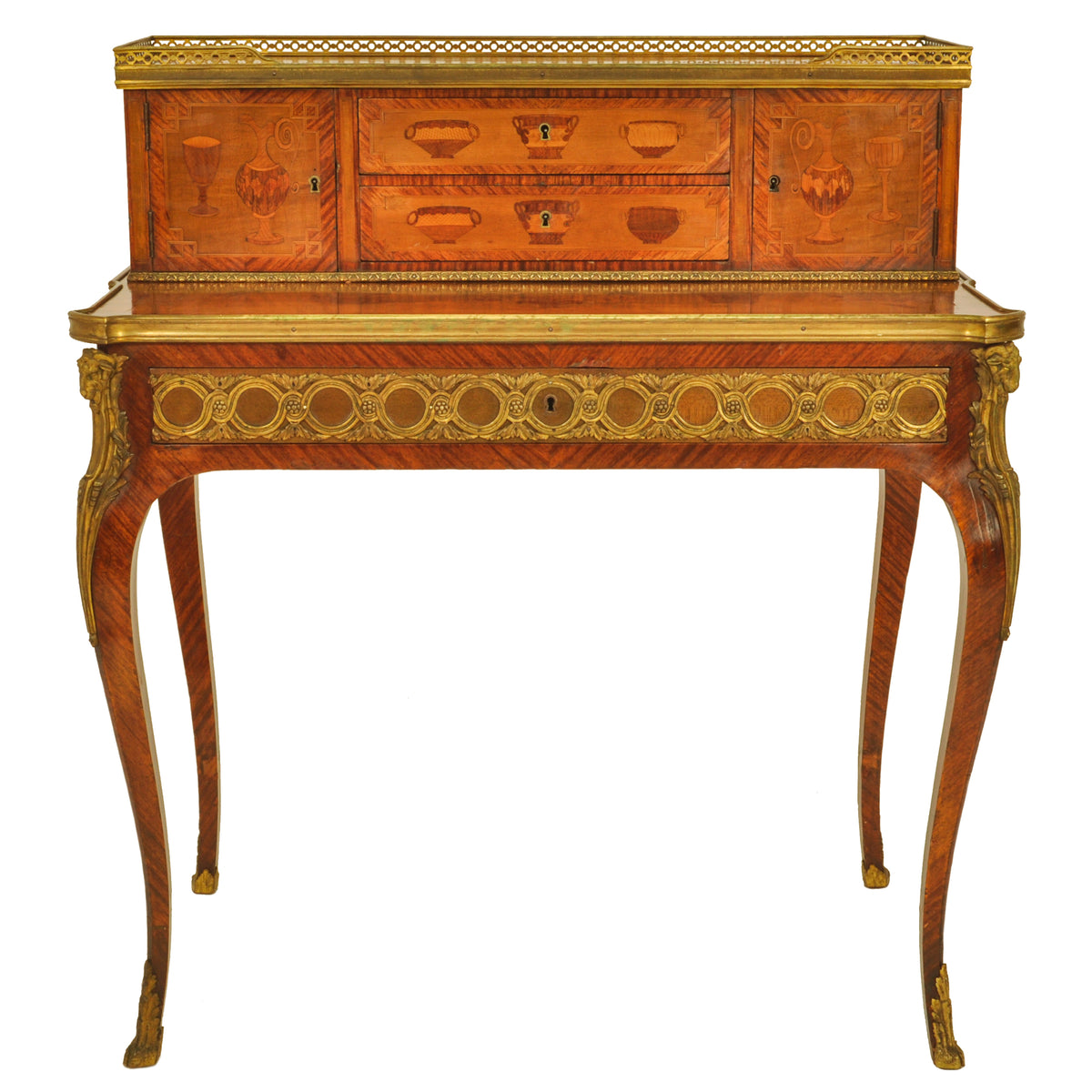 Antique Louis XV Ormolu Marquetry Bonheur Du Jour Desk Roger Vandercruse 1780