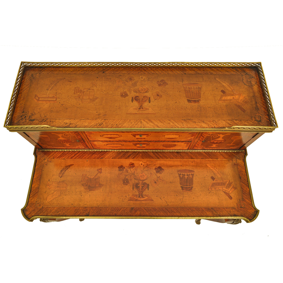 Antique Louis XV Ormolu Marquetry Bonheur Du Jour Desk Roger Vandercruse 1780