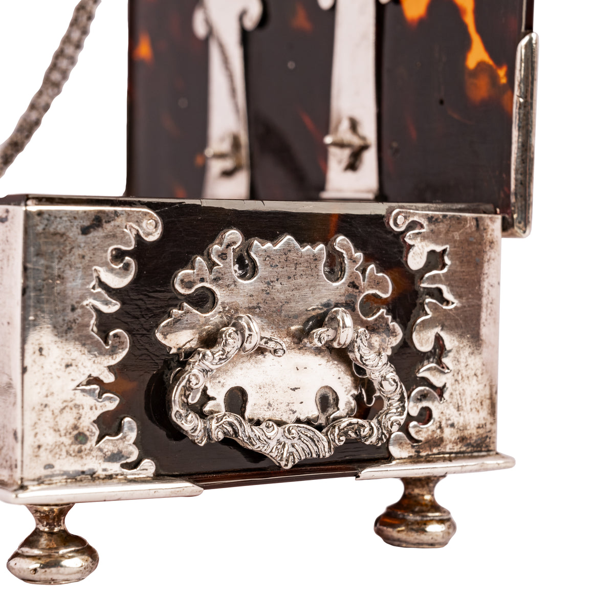 Antique Dutch Colonial VOC Batavian Tortoise shell Silver Sirih Casket, Circa 1750