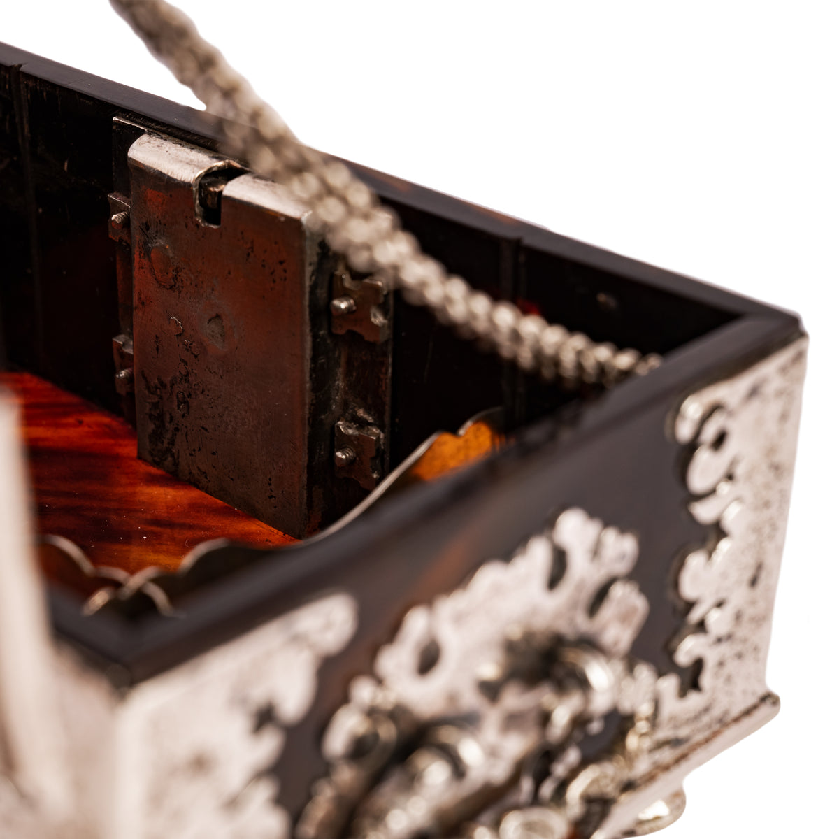 Antique Dutch Colonial VOC Batavian Tortoise shell Silver Sirih Casket, Circa 1750