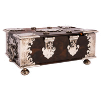 Antique Dutch Colonial VOC Batavian Tortoise shell Silver Sirih Casket, Circa 1750