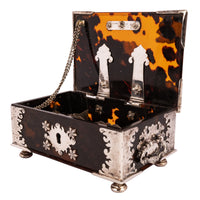Antique Dutch Colonial VOC Batavian Tortoise shell Silver Sirih Casket, Circa 1750