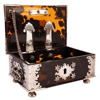 Antique Dutch Colonial VOC Batavian Tortoise shell Silver Sirih Casket, Circa 1750