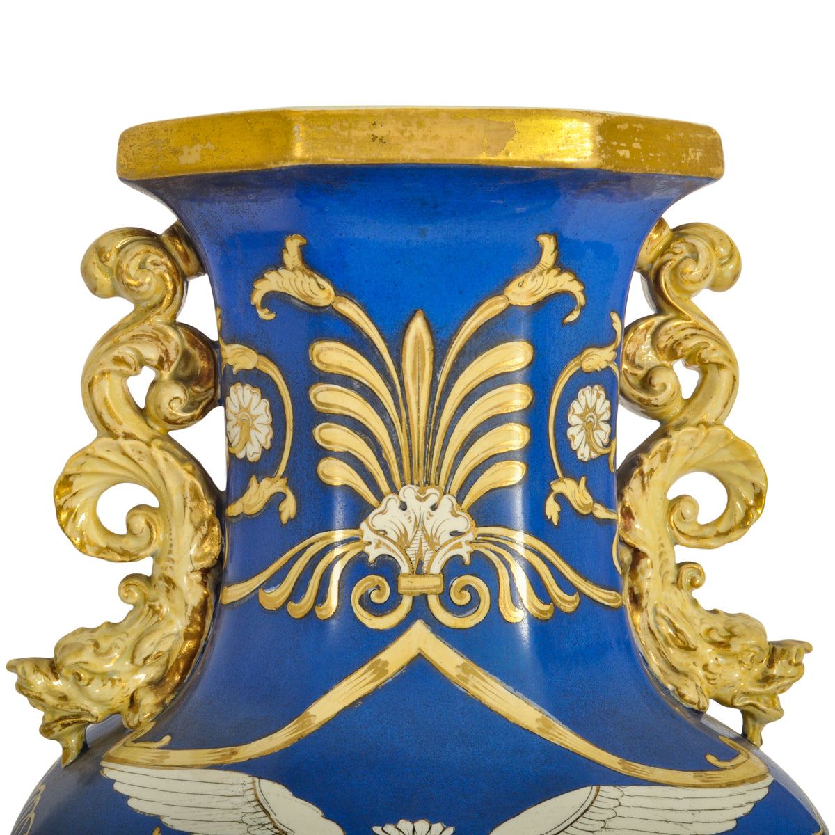 Large Antique English Morley & Ashworth 'Mason's' Ironstone Pottery Angel Vase, 1862