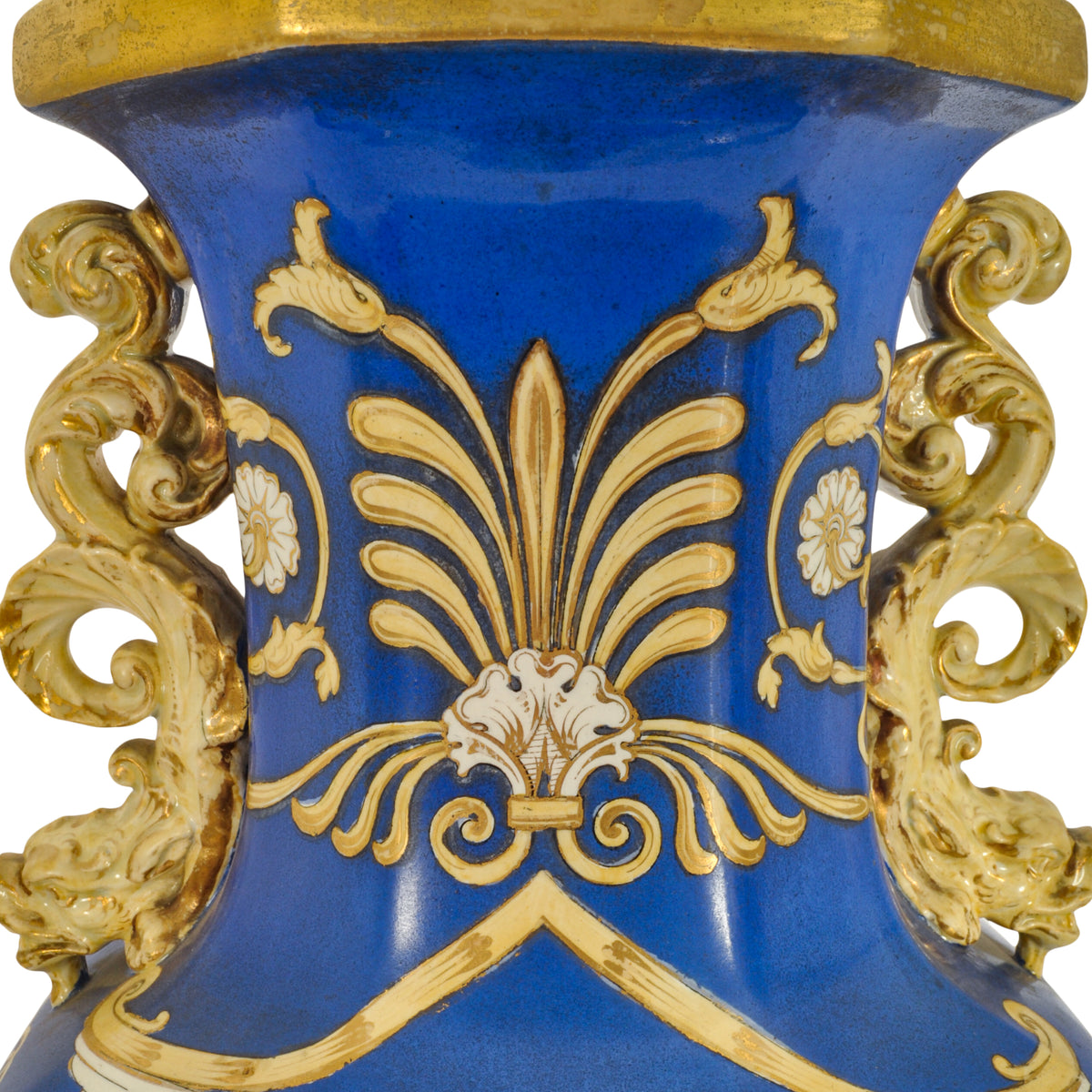 Large Antique English Morley & Ashworth 'Mason's' Ironstone Pottery Angel Vase, 1862