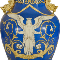 Large Antique English Morley & Ashworth 'Mason's' Ironstone Pottery Angel Vase, 1862