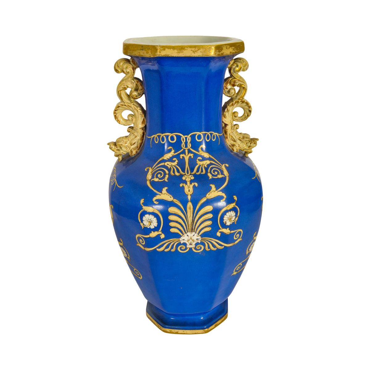 Large Antique English Morley & Ashworth 'Mason's' Ironstone Pottery Angel Vase, 1862