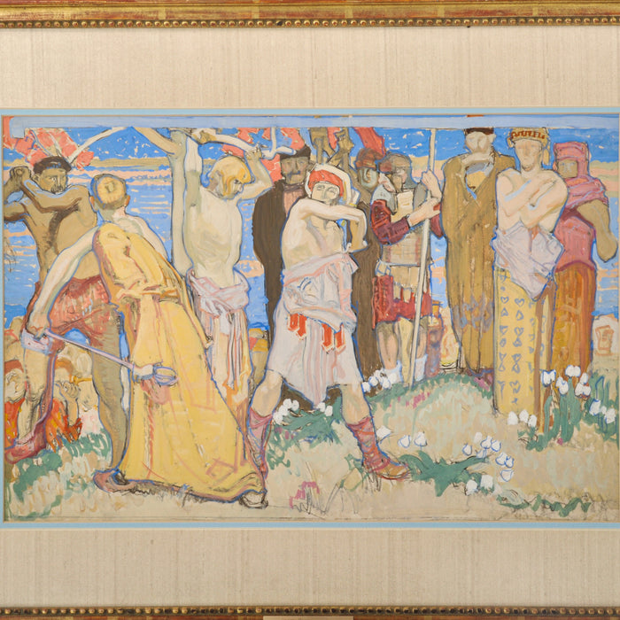 Frank Brangwyn Painting Mural Study Christ's Hospital West Horsham England. Circa 1912