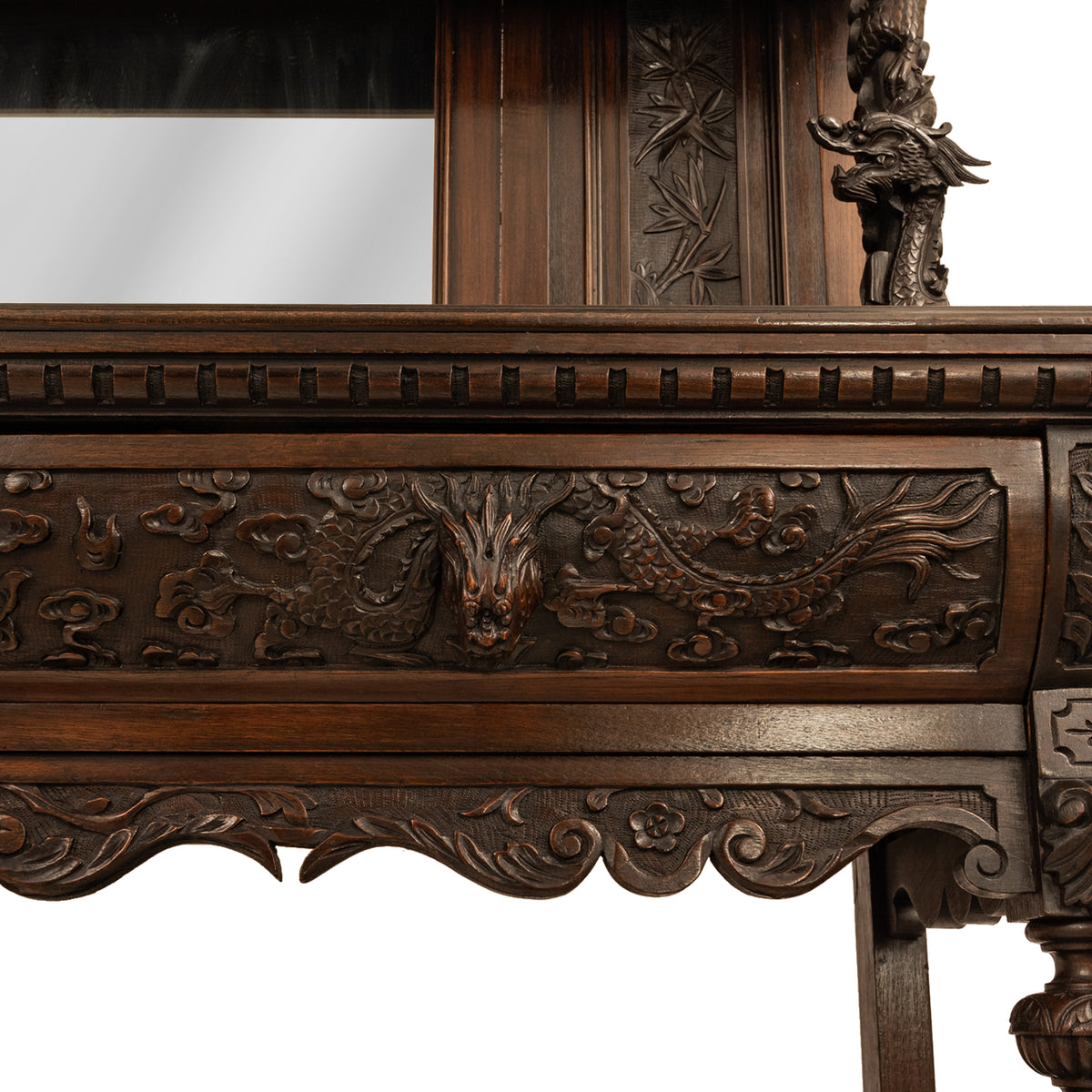 Antique French Carved Etagere Buffet Sideboard Chinoiserie Japanoise Style Circa 1875
