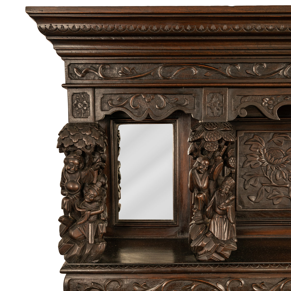 Antique French Carved Etagere Buffet Sideboard Chinoiserie Japanoise Style Circa 1875