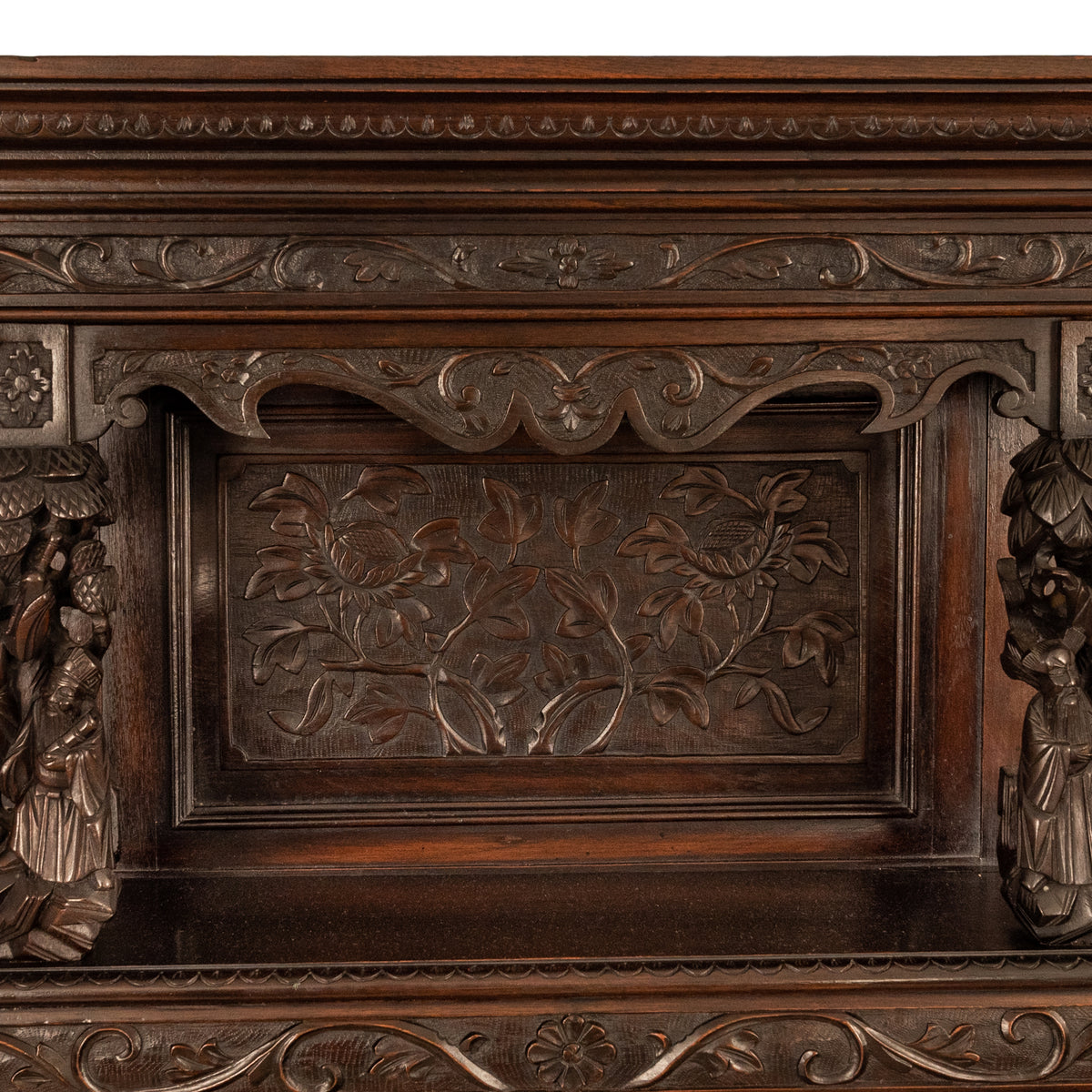 Antique French Carved Etagere Buffet Sideboard Chinoiserie Japanoise Style Circa 1875