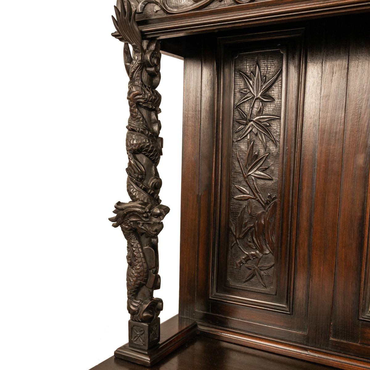 Antique French Carved Etagere Buffet Sideboard Chinoiserie Japanoise Style Circa 1875