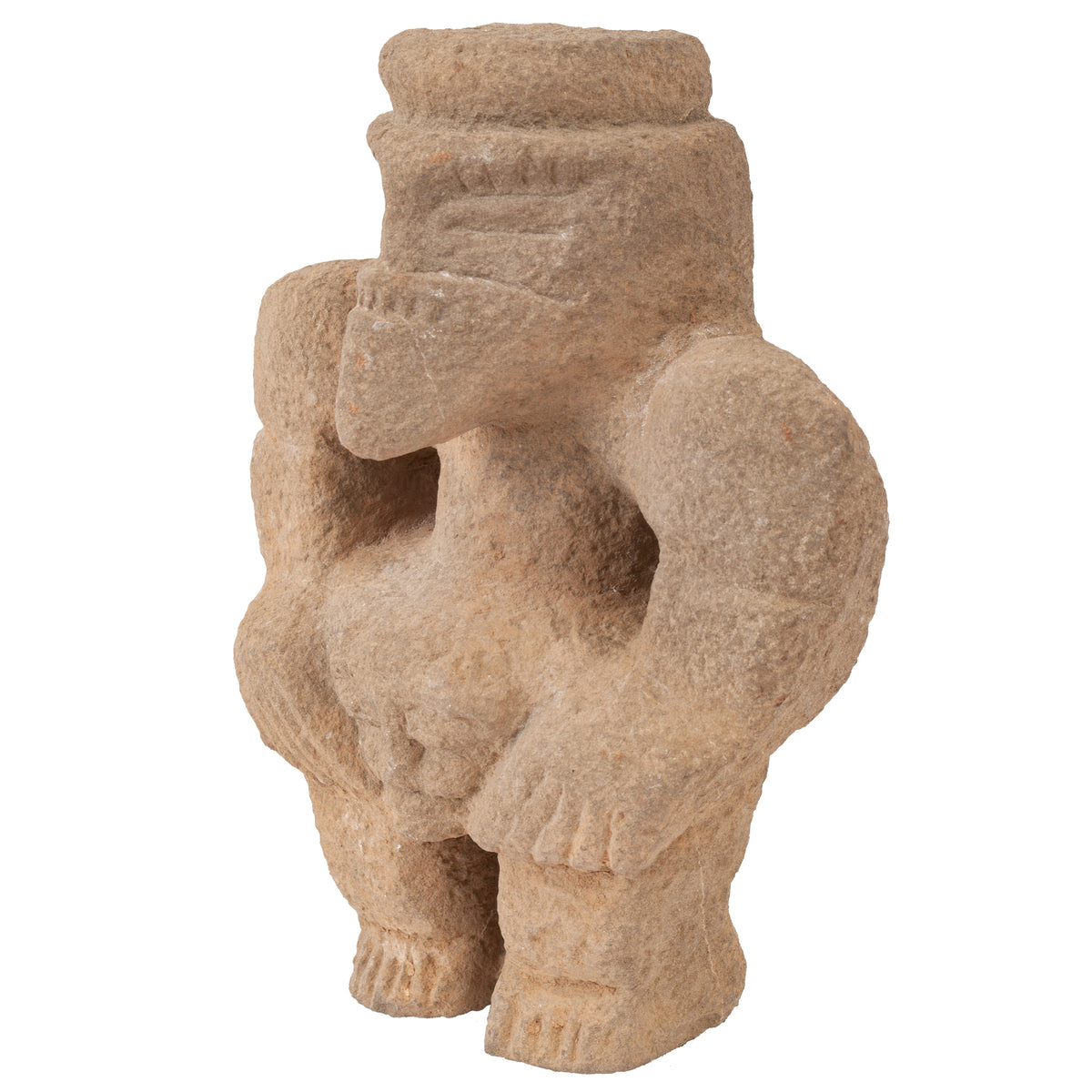 Pre Columbian Figure Volcanic Stone Trophy Head hunter Statue Costa Rica, 800 AD to 1100 AD