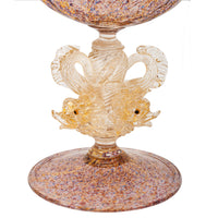 Antique Venetian Murano Hand Blown Glass Gold Centerpiece Coupe Salviati, 1910