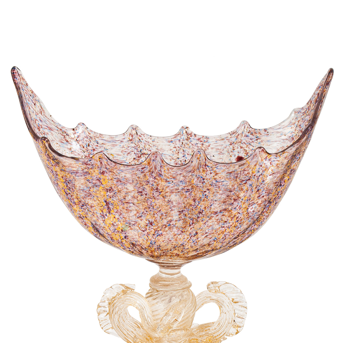 Antique Venetian Murano Hand Blown Glass Gold Centerpiece Coupe Salviati, 1910