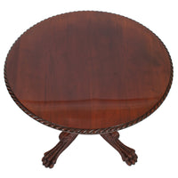 Antique French Empire Carved Walnut Lion's Paw Pedestal Round Center Table 1850