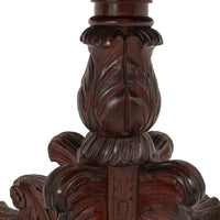 Antique French Empire Carved Walnut Lion's Paw Pedestal Round Center Table 1850