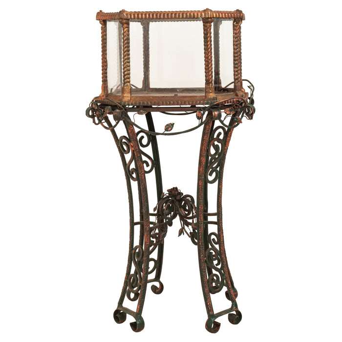 Antique 19th Century Glass & Cast Iron Terrarium Aquarium on Stand By Fiske, 1880