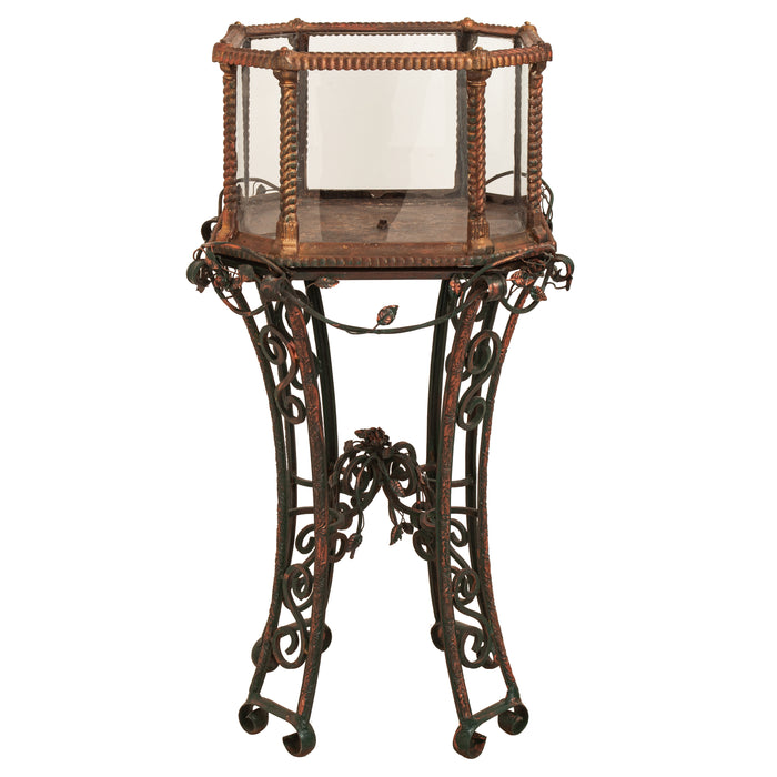 Antique 19th Century Glass & Cast Iron Terrarium Aquarium on Stand By Fiske, 1880