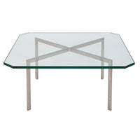 Early MCM Glass Stainless Steel Barcelona Table Mies Van Der Rohe Knoll, 1955
