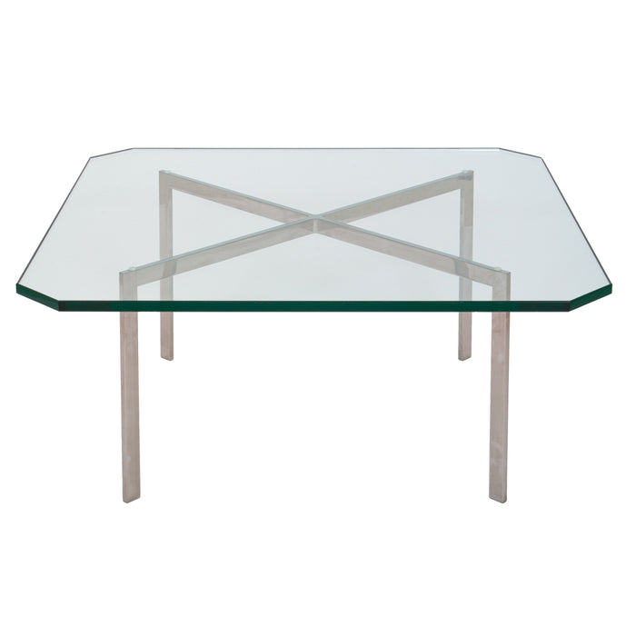 Early MCM Glass Stainless Steel Barcelona Table Mies Van Der Rohe Knoll, 1955