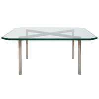 Early MCM Glass Stainless Steel Barcelona Table Mies Van Der Rohe Knoll, 1955