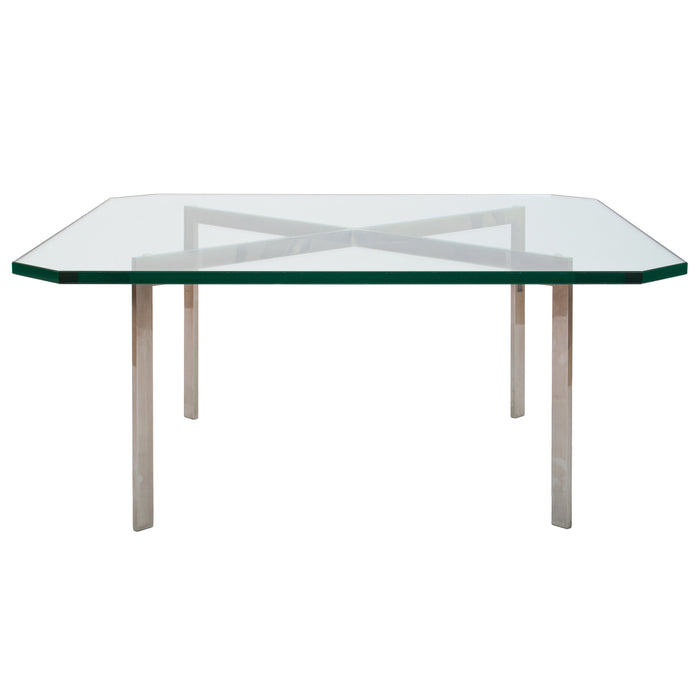 Early MCM Glass Stainless Steel Barcelona Table Mies Van Der Rohe Knoll, 1955
