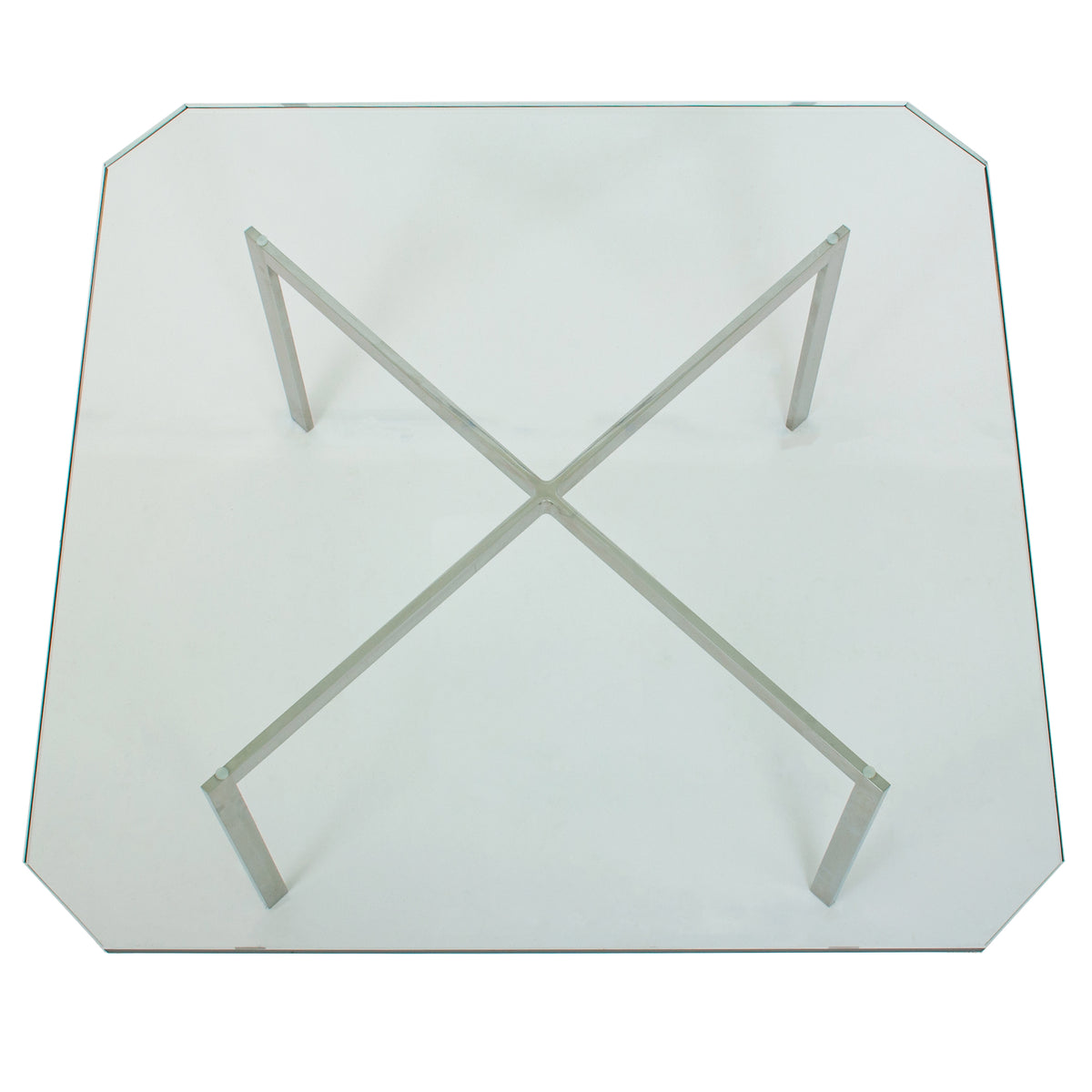 Early MCM Glass Stainless Steel Barcelona Table Mies Van Der Rohe Knoll, 1955