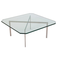 Early MCM Glass Stainless Steel Barcelona Table Mies Van Der Rohe Knoll, 1955
