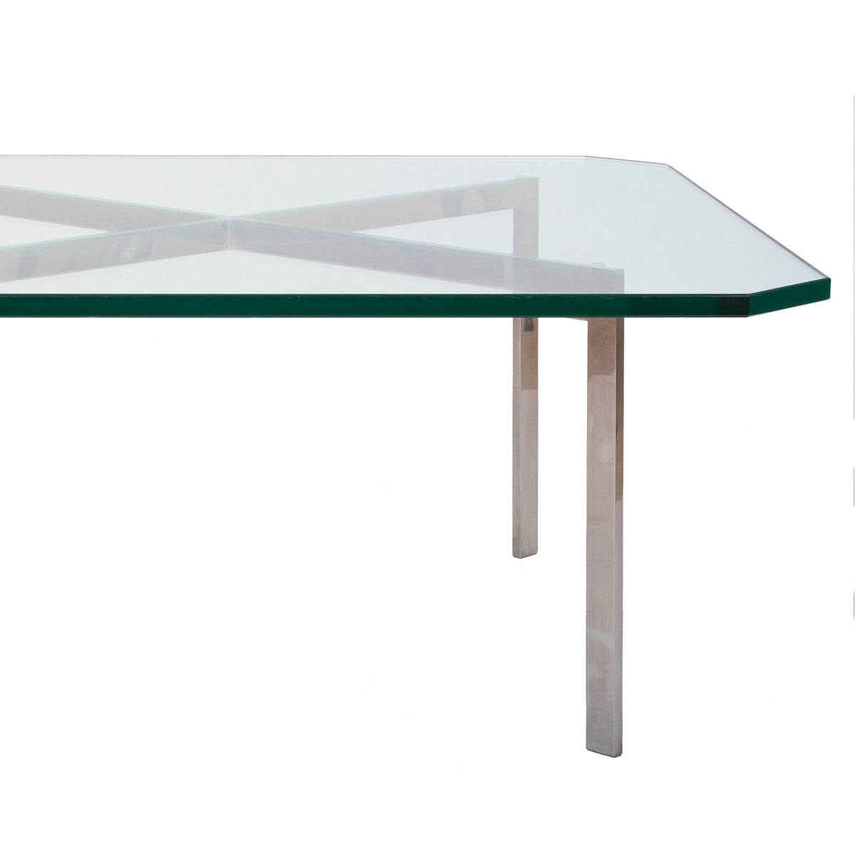 Early MCM Glass Stainless Steel Barcelona Table Mies Van Der Rohe Knoll, 1955