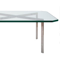 Early MCM Glass Stainless Steel Barcelona Table Mies Van Der Rohe Knoll, 1955