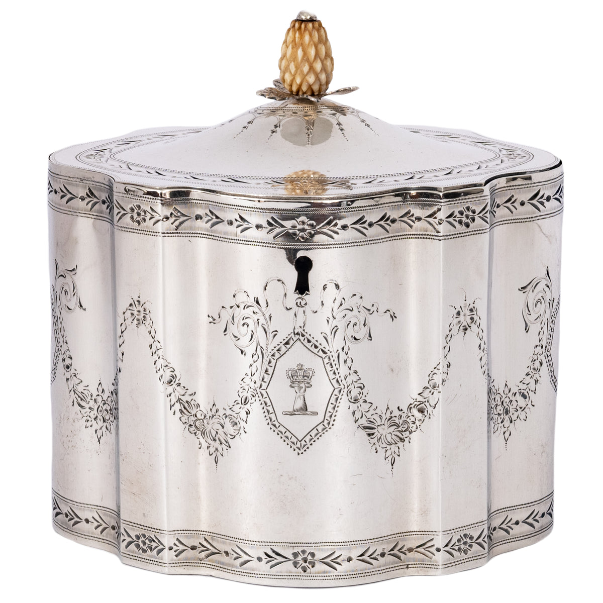 Antique Georgian Locking Sterling Silver Tea Caddy Henry Chawner London, 1787